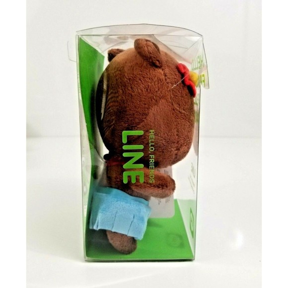 LINE Friends BROWN Bear w/ HULA Outfit Plush Doll 7" 18 cm Naver Line NEW - Picture 6 of 9